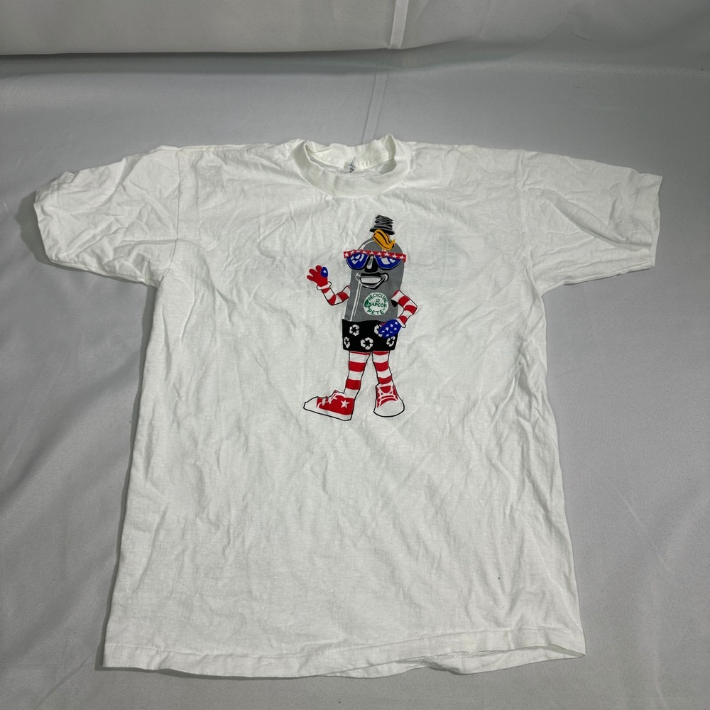 Vintage NAPCOR Recycling Pete Single Stitch T‎ Shirt Mens L White 90s Promo